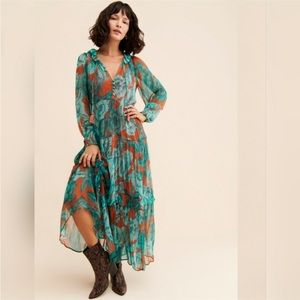 ANTHROPOLOGIE MARAIS CHIFFON MAXI STATEMENT DRESS large